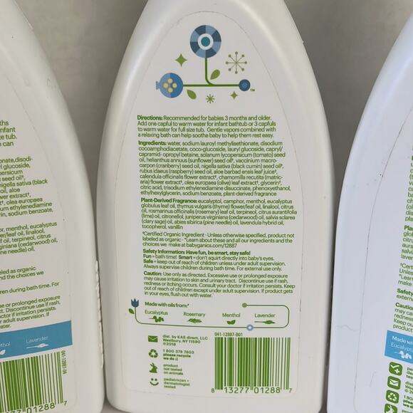 Babyganics Vapor Bubble Bath 12 fl oz Comfort Fussy Babies Lot of 3 - Picture 5 of 5